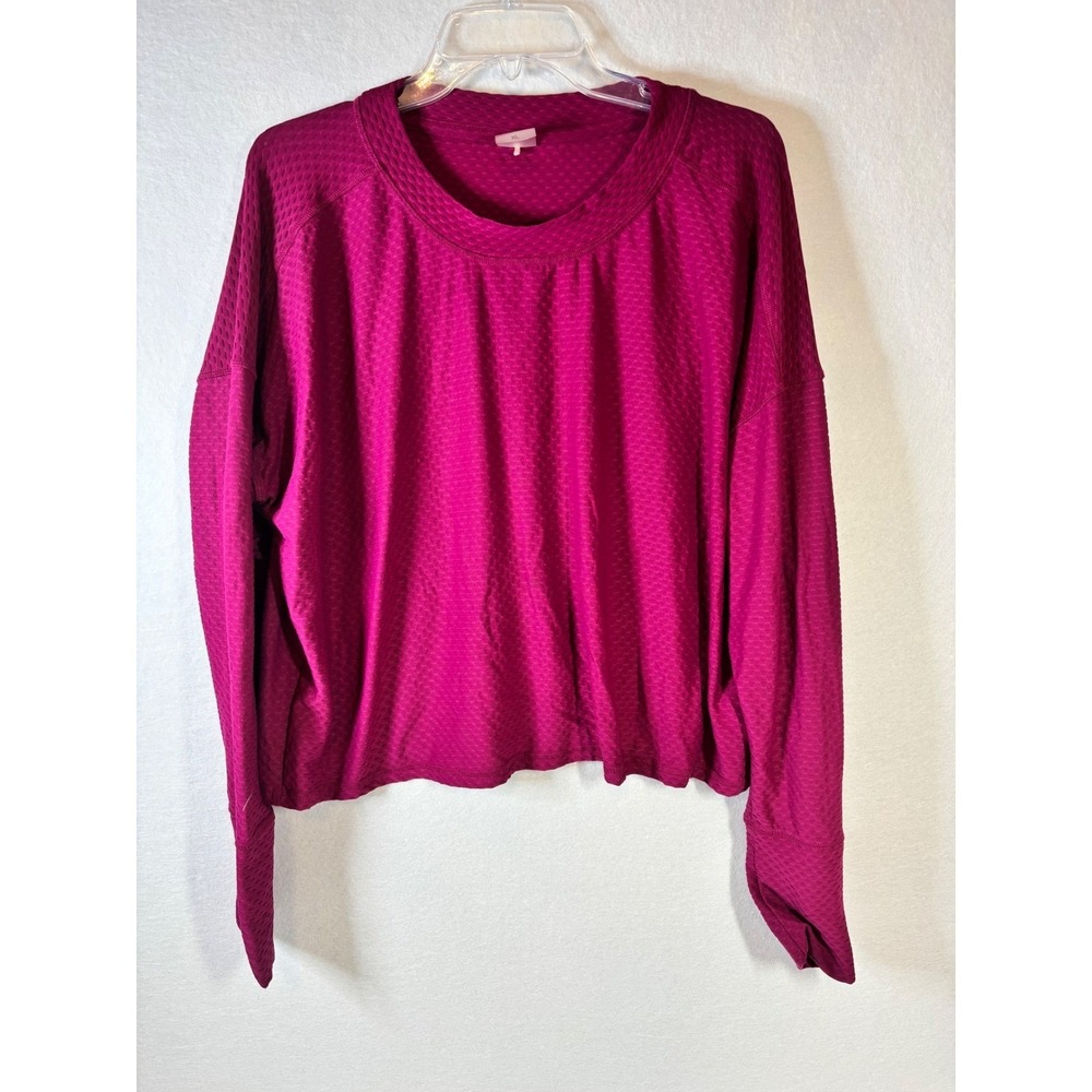 CALIA Activewear Top Womens XL Pink Nylon Mesh Long Sleeve Thumbhole Athleisure